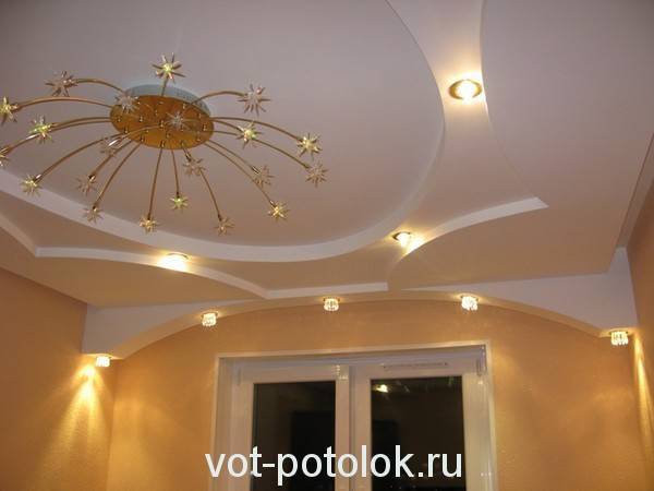 Дизайн потолков из гипсокартона для кухни, гостинной, зал