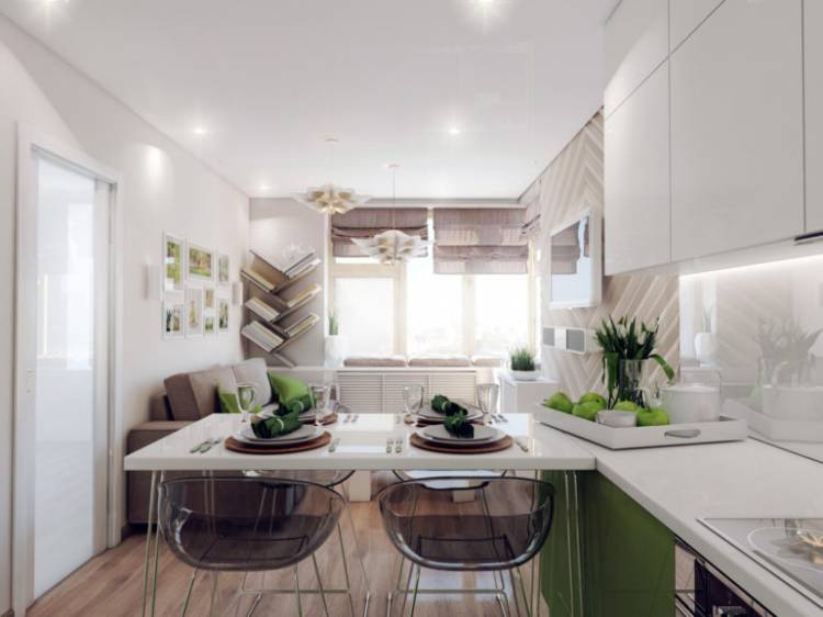 Обои для гостиной совмещенной с кухней: 173+ идей дизайна