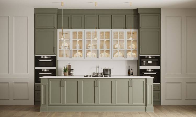Кухня Карелия серо-оливковый цвет