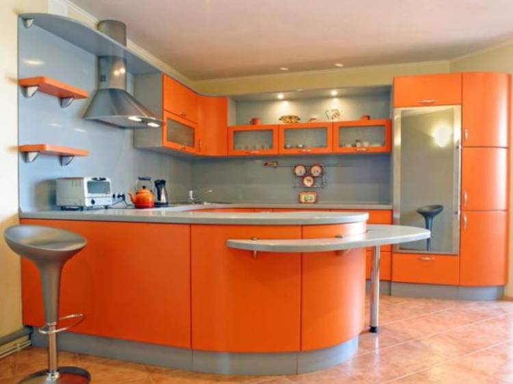 Использования оранжевого цвета в декоре кухни