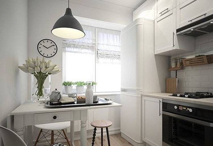 Маленькая кухня дизайн с холодильником: 101 фото идей
