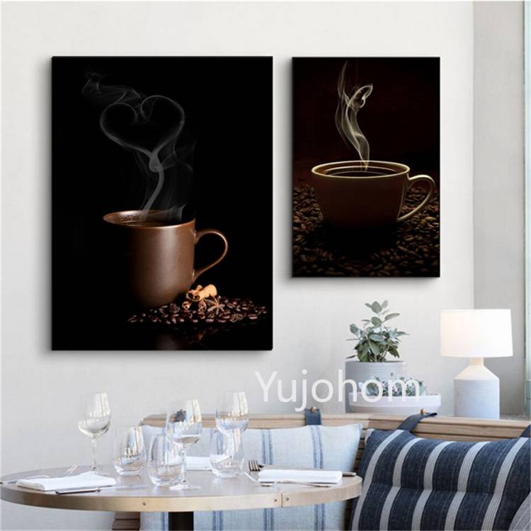 Современные плакаты и принты на холсте в виде черных кофейных зерен, чашка кофе, простая картина, настенное искусство, Скандинавская кухня, домашний декор, Модульная карти