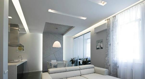 Потолок в кухне гостиной в современном стиле: 110 фото дизайна