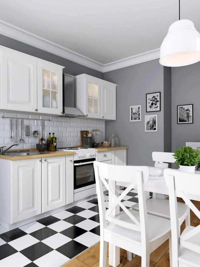Цвет стен кухни с белой мебелью