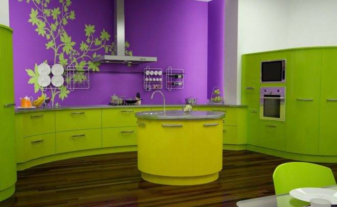 Кухня фисташкового цвета в интерьер