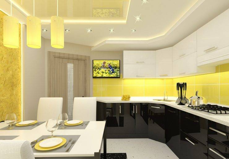 Кухня желтого цвет
