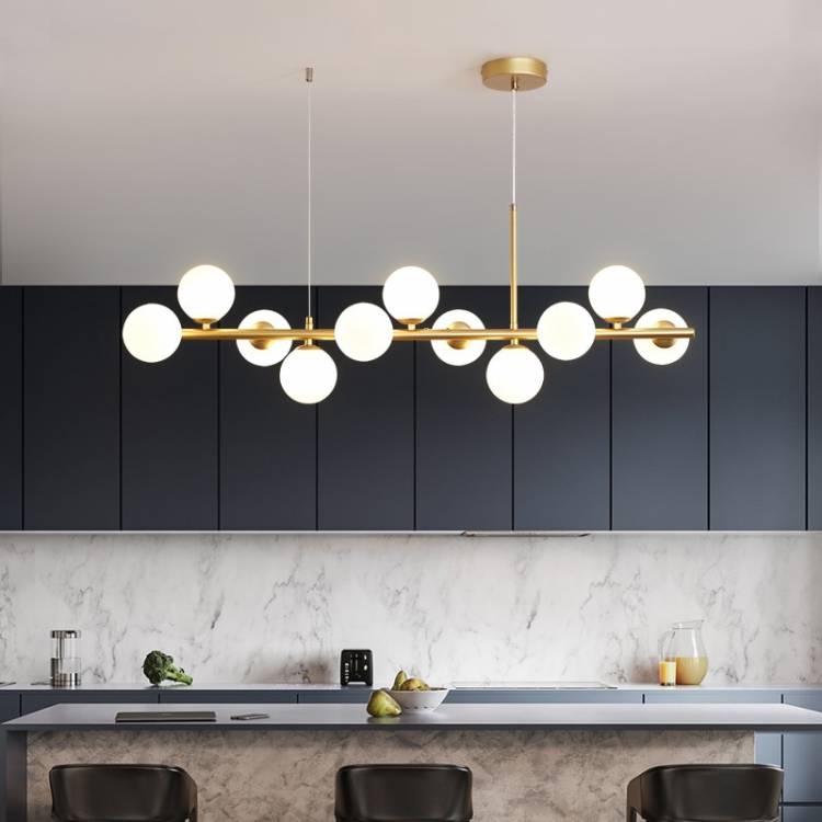 Современная светодиодная люстра в скандинавском стиле для столовой, кухни, гостиной, спальни, Потолочный подвесной светильник со стеклянным шаром G