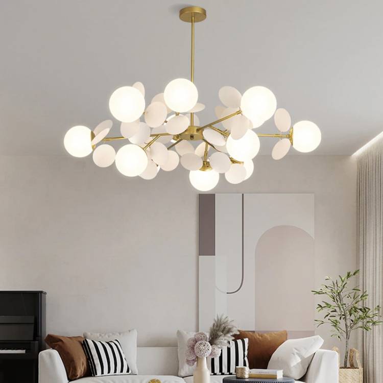 Современная светодиодная люстра в скандинавском стиле для гостиной, спальни, столовой, кухни, Потолочный подвесной светильник со стеклянным шаром G