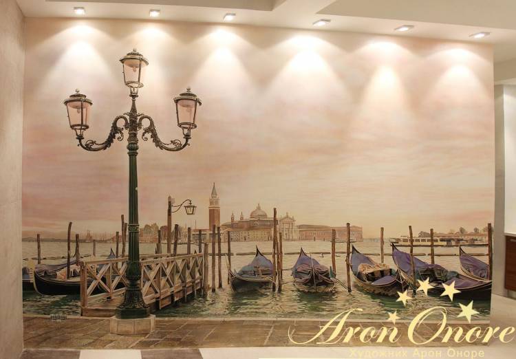 Роспись стен кухни «Причал Венеции» от студии Арона Онор