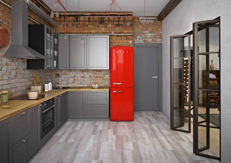 Красный холодильник в интерьере кухни: 94+ идей дизайна
