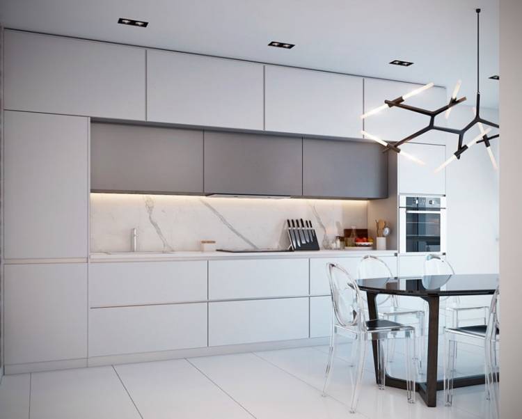 Белая кухня без ручек: 146+ идей стильного дизайна
