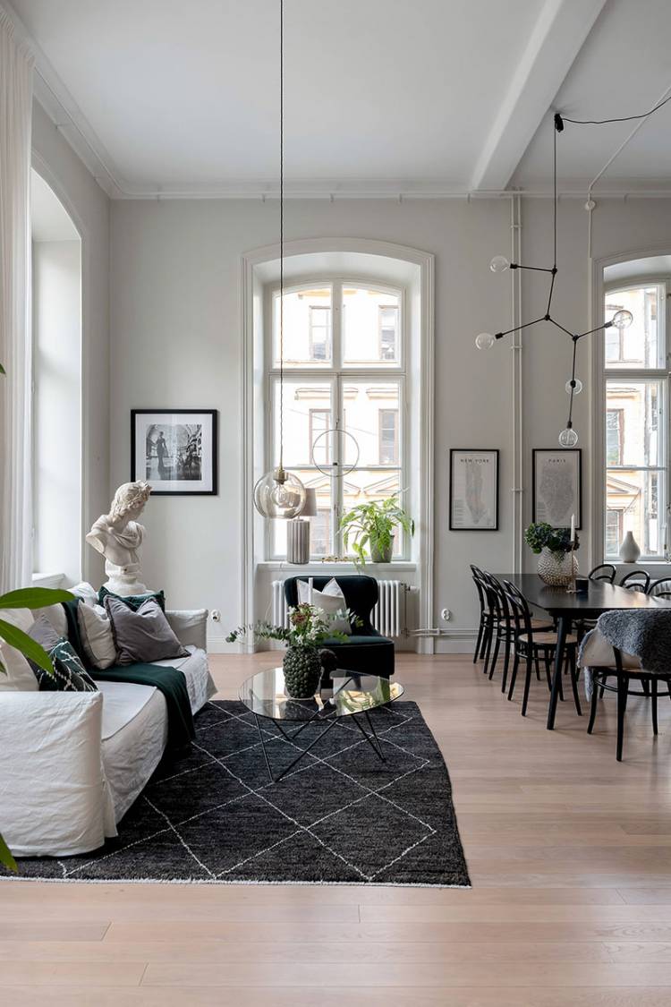 Шведская квартира с высокими потолками, роскошными окнами и эффектной кухней 〛 ◾ Фото ◾ Идеи ◾ Дизай
