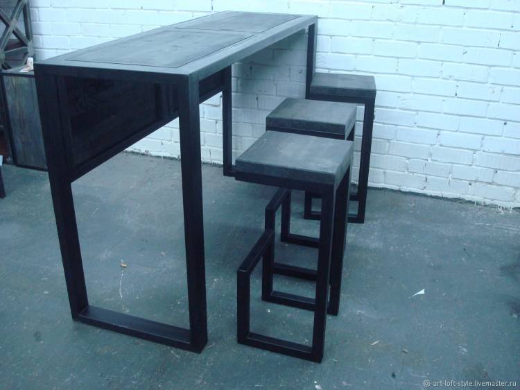 Барный стол и барные стулья в стиле лофт в интернет