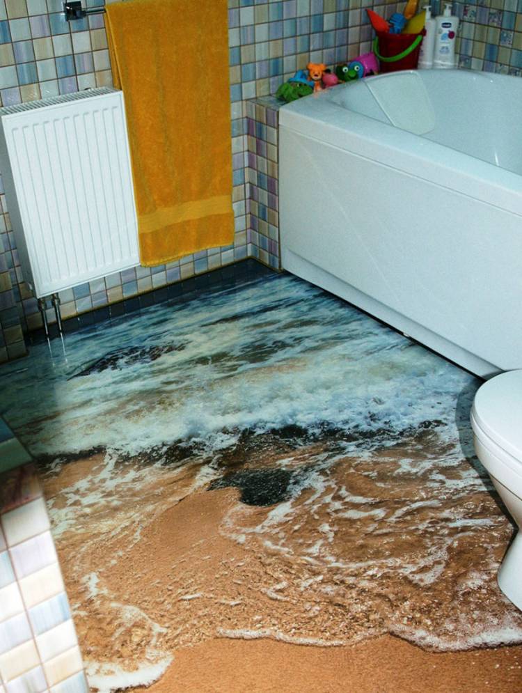 Наливной пол в ванной комнат