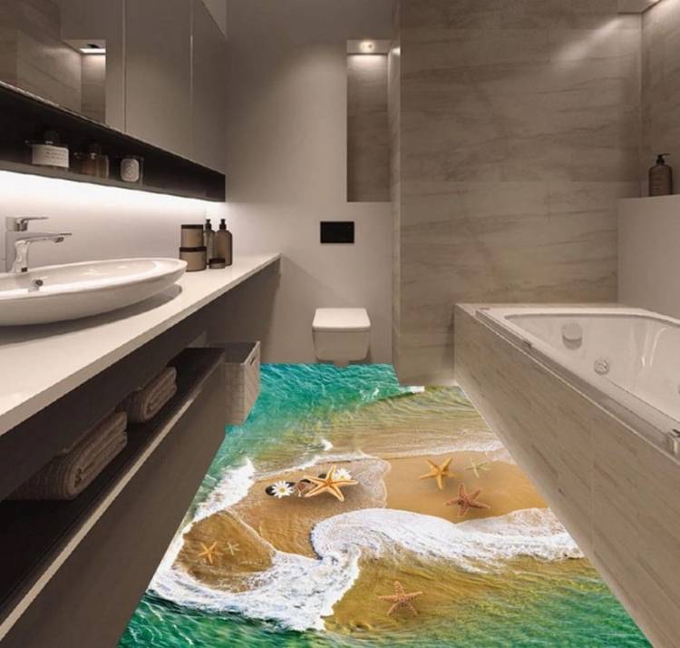Наливной пол в ванной комнат