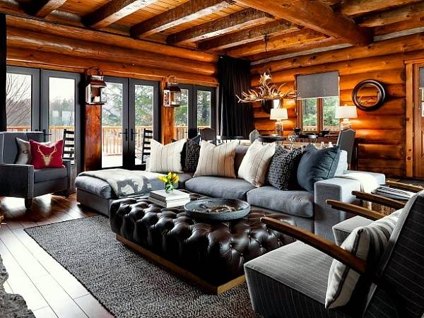 Дизайн гостиной в деревянном дом