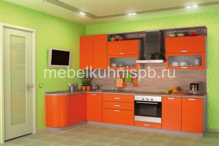 Кухни оранжевые от производителя, мебель для кухни оранжевого цвета, оранжевую кухню в Санкт-Петербурге в СПб