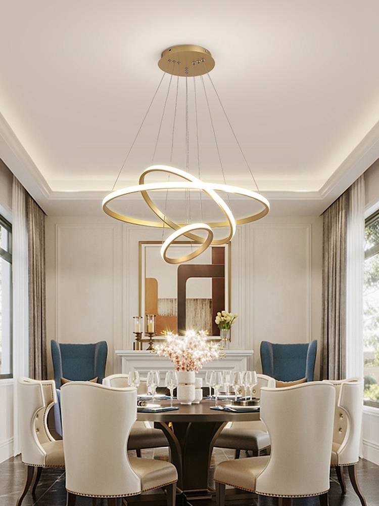 Подвесная люстра скандинавская светодиодная , современный светильник в виде кольца, лампа для гостиной, столовой, кухни, подвесной светильни