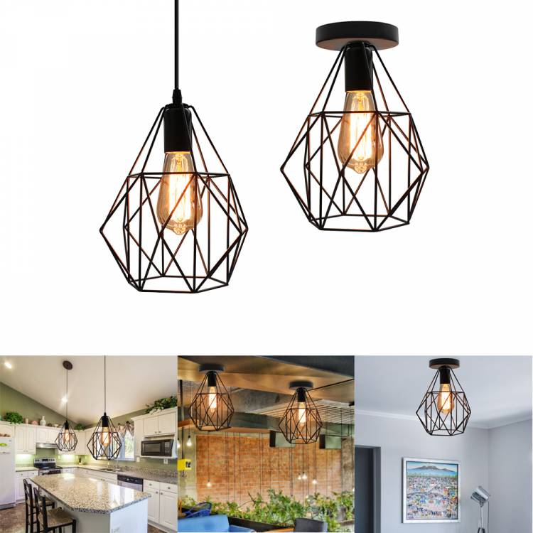 Винтажная люстра в современном стиле, потолочный светильник в стиле лофт, железная клетка, для кухни, спальни, гостиной, подвесная потолочная лампа, мебель для столовой