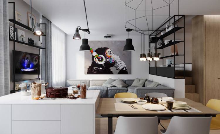 Дизайн золотых правила объединения кухни и гостиной в смарт квартир