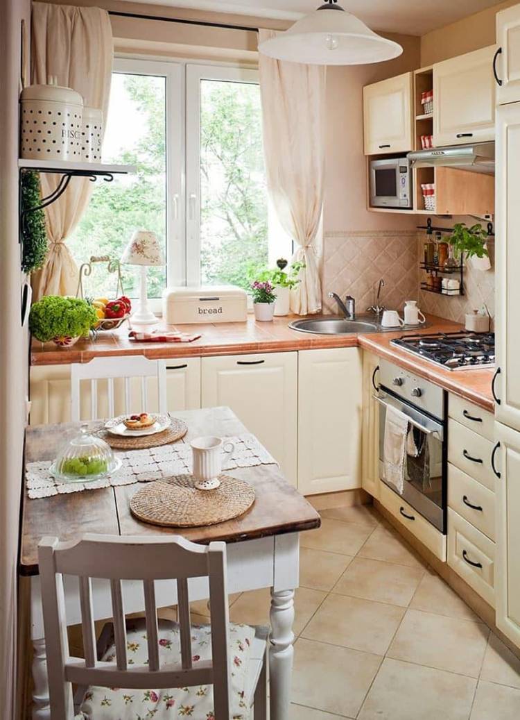 Интерьер маленькой кухни в частном дом