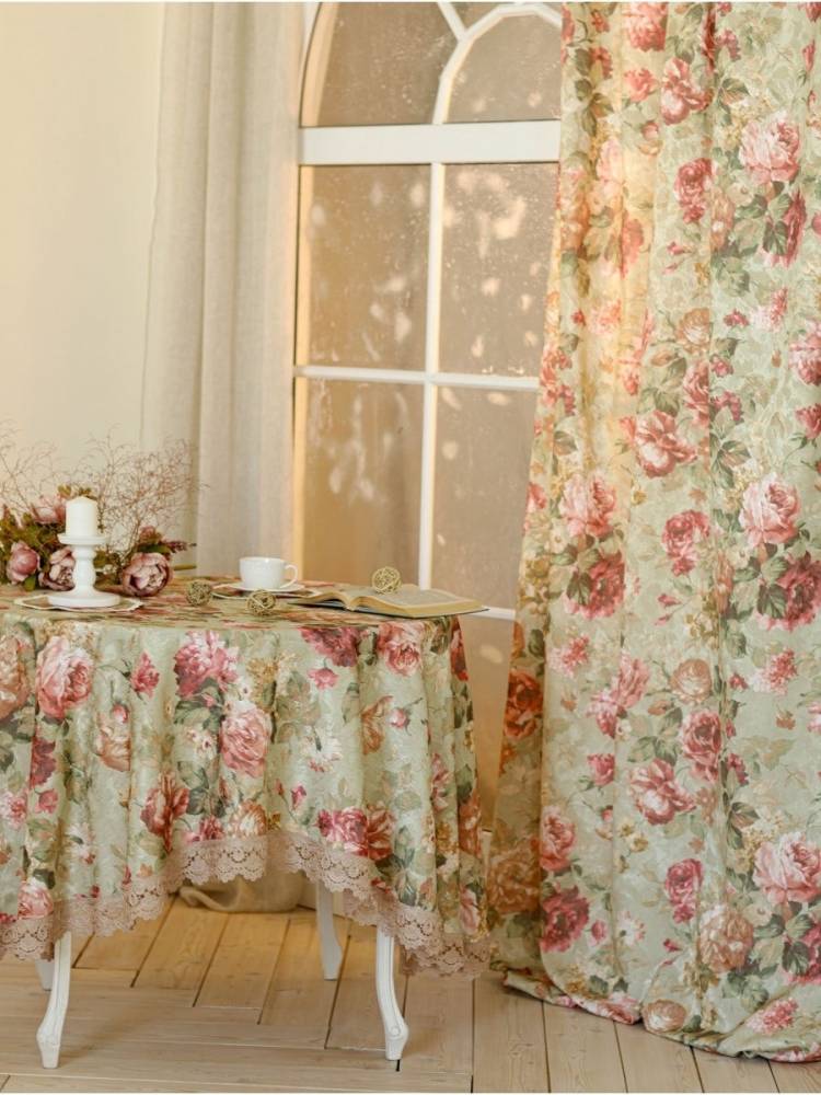 Шторы интерьерные для кухни гостиной готовые занавески в комнату на карниз Прованс цветы