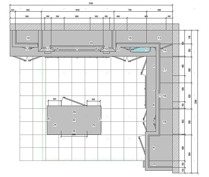 Угловая кухня чертеж с размерами: 101+ идей дизайна