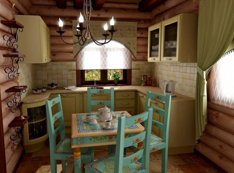 Маленькая кухня в деревянном дом
