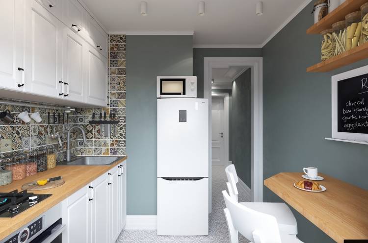Дизайн , которые позволят вместить холодильник в условиях маленькой кухни