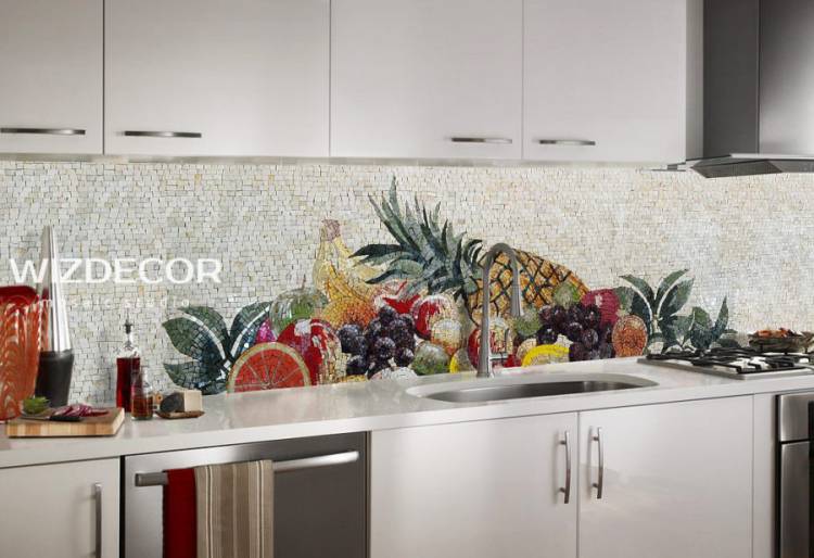 Панно из мозаики на кухню изготовление в студии Wizdecor