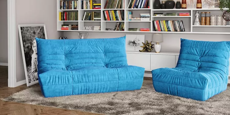 Синий диван в интерьер