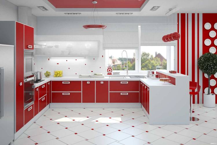 Красно-белая кухня
