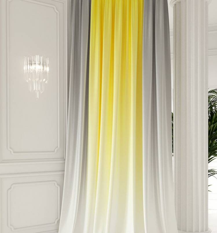 Жёлтые шторы в гостиной интерьер
