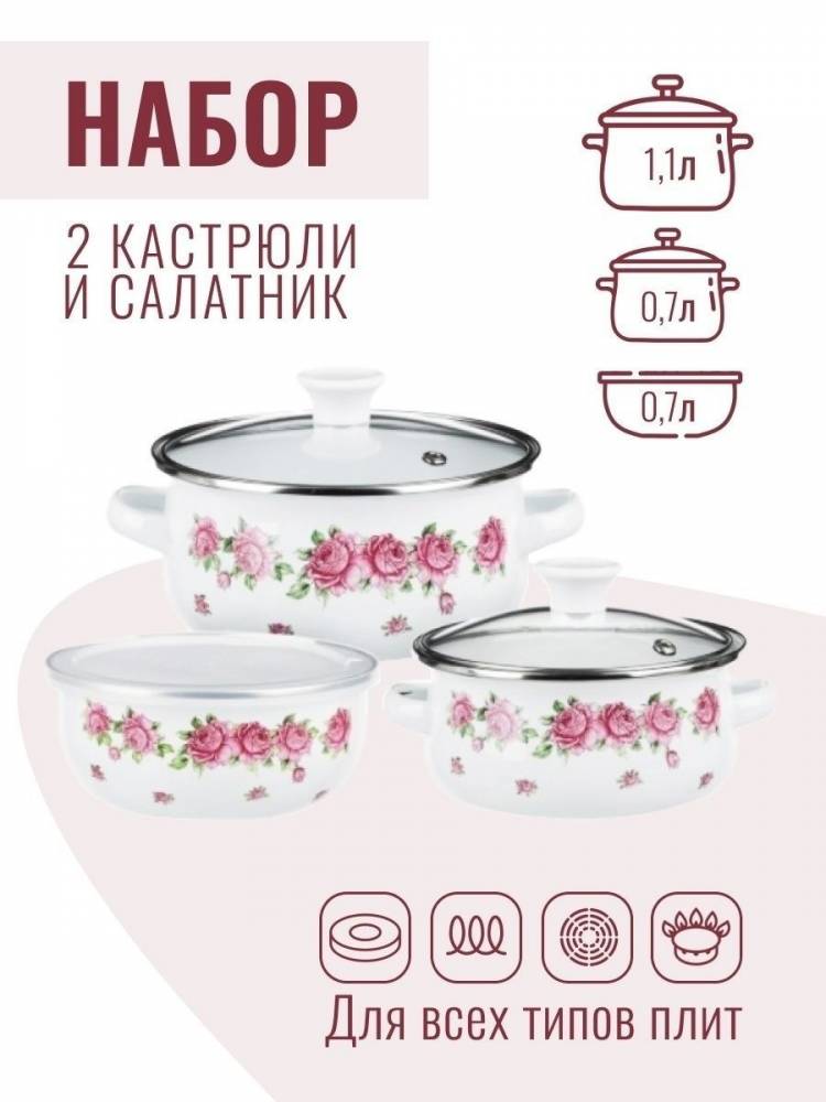 Набор кастрюль посуда для кухни, салатник, кухонная утварь ГалаОпт