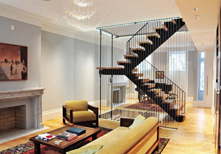 Дизайн гостиной с лестницей