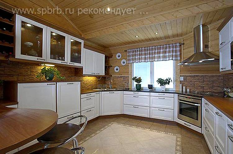 Деревянное домостроение СПб, как может выглядеть кухня в деревянном дом