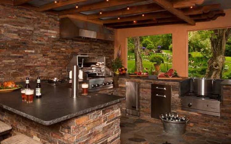 Отделка и дизайн интерьера летней кухни в частном доме и на даче (с фото)
