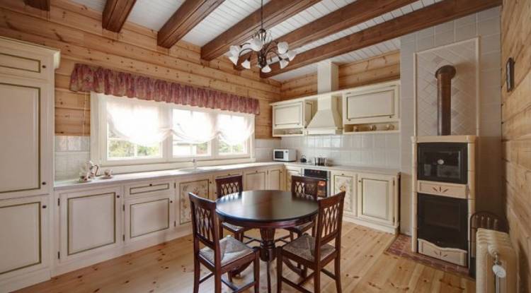 Кухня в деревянном доме, доме из бруса или в каркасном дом