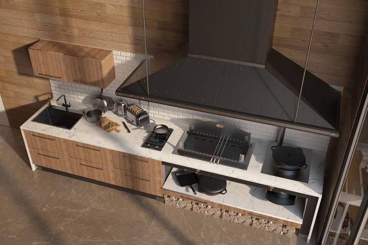 Компания Грильзавод выпускает кухни-гриль по индивидуальным проектам с привлечением архитекторов, дизайнеров и профильных специалистов