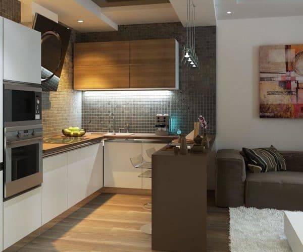 Дизайн стен в кухне гостиной: 113+ идей дизайна