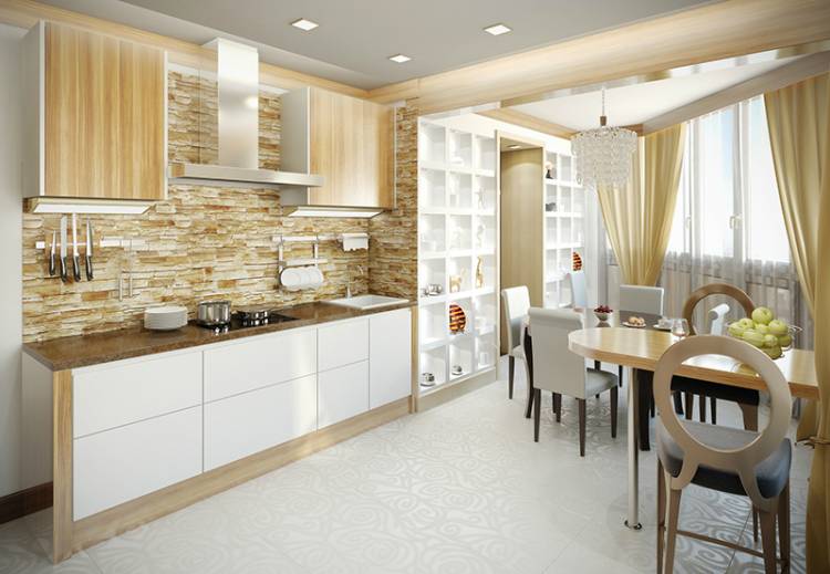 Дизайн трехкомнатной квартиры с кухней-столовой