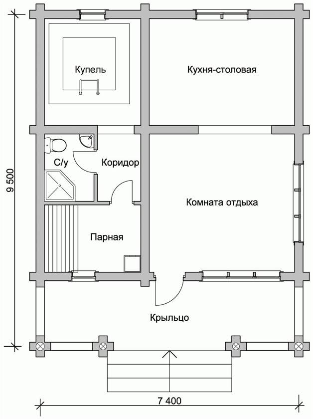 Проекты бань из пеноблоков