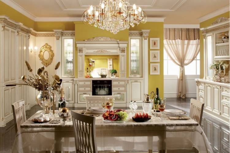 Белый мрамор и золотые цвета в дизайне кухни