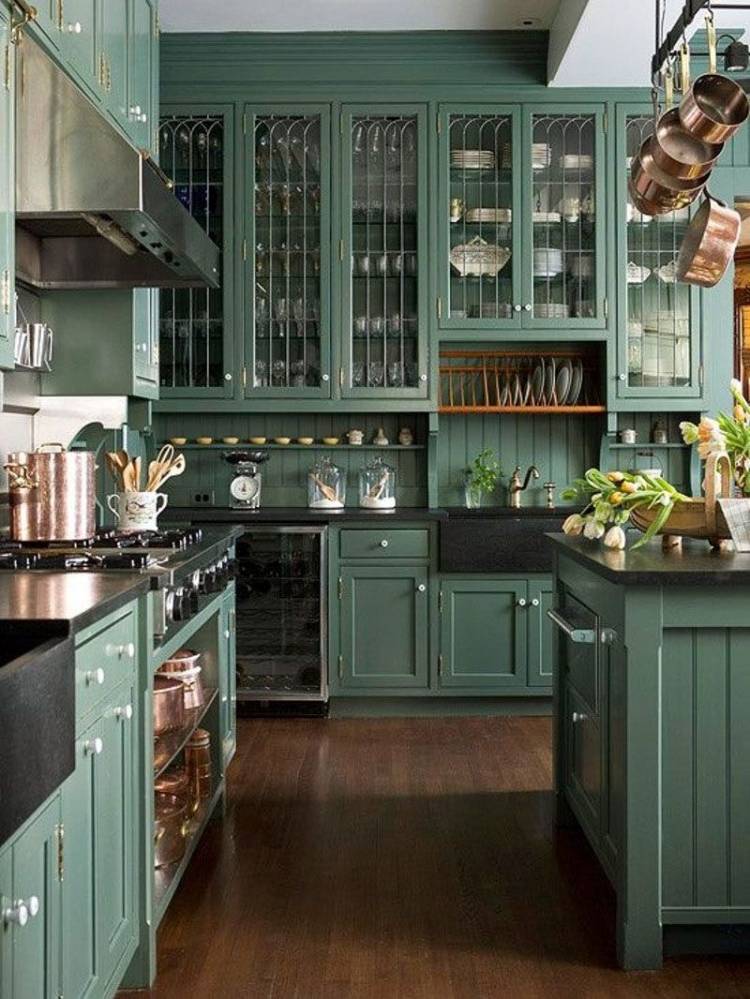 Кухня в зеленом цвет