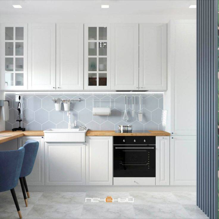 Дизайн интерьера кухни в двухкомнатной квартире в скандинавском стиле