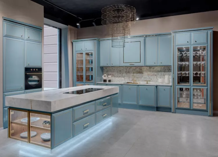 Стеклянные шкафы на кухне в современном стиле: 71+ идей дизайна