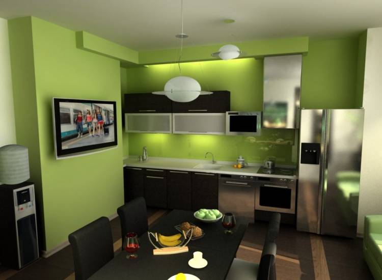 Зеленый потолок на кухне: 102 фото в интерьере