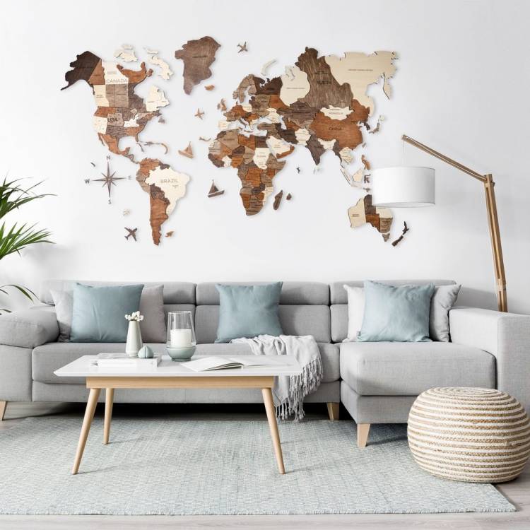 Дизайн фото) Карты мира на стене в интерьер