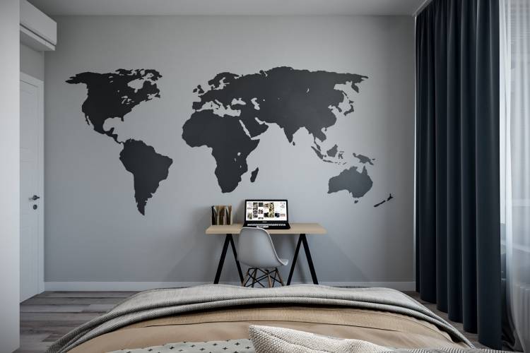 Карта мира в стиле лофт в интерьер
