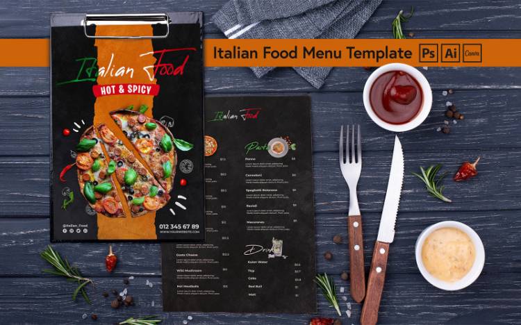 Шаблон меню итальянского ресторана #
